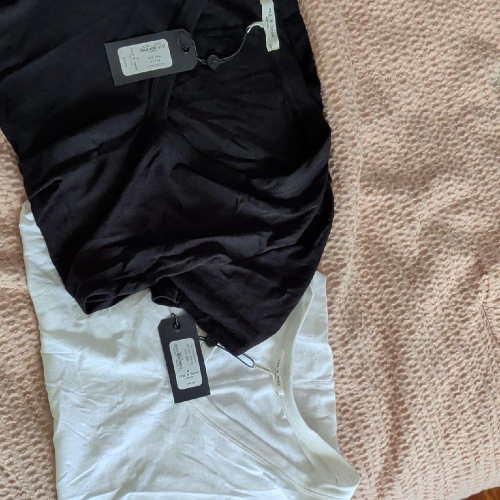 rag & bone Black and White Short Sleeve Tees